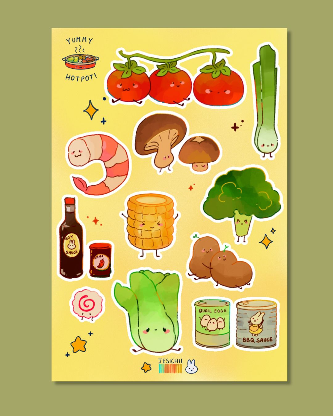 silly hotpot sticker sheet