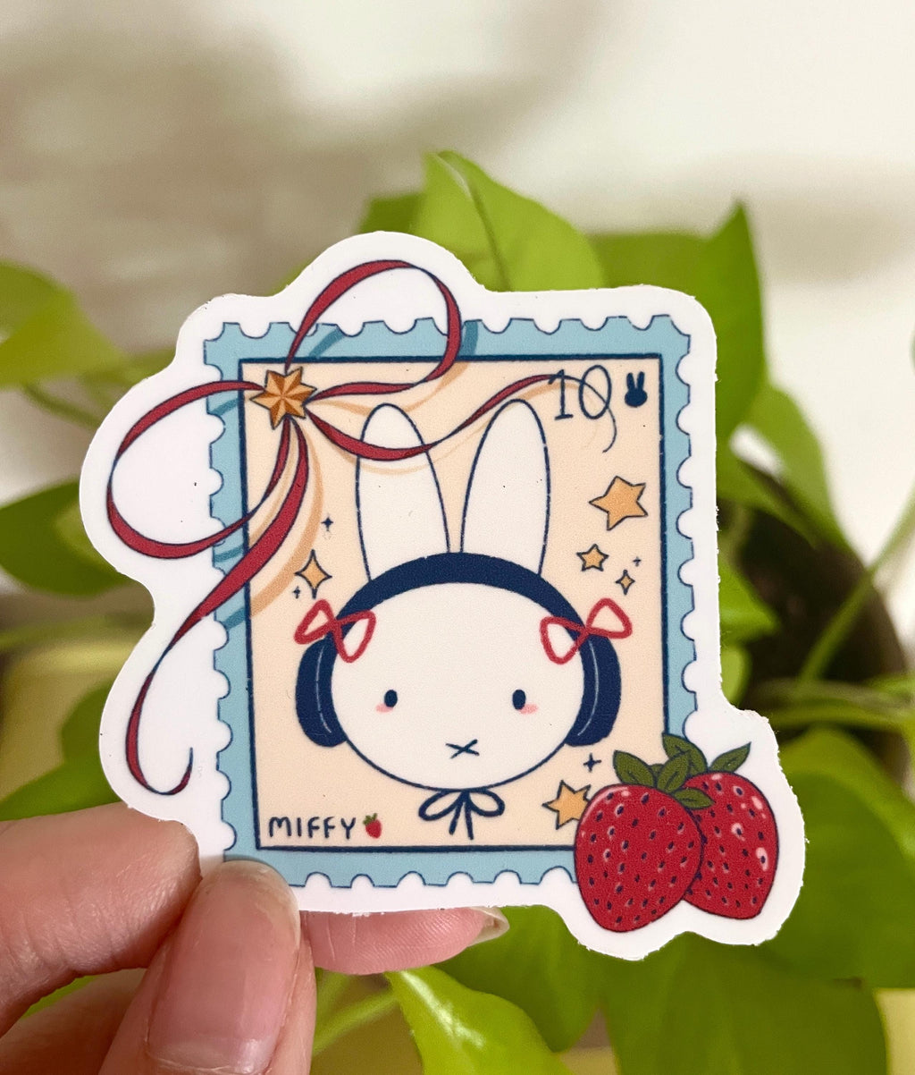 strawberry stamp bunny sticker