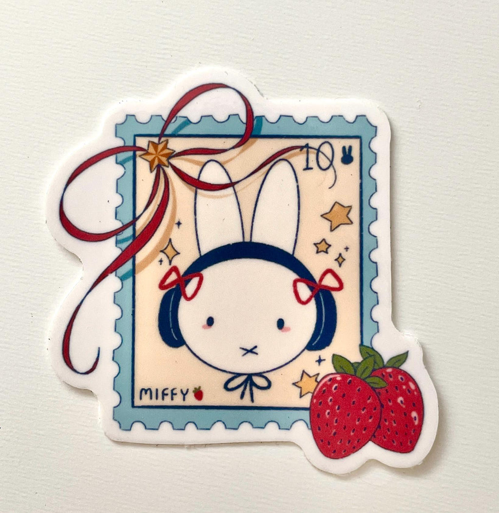 strawberry stamp bunny sticker