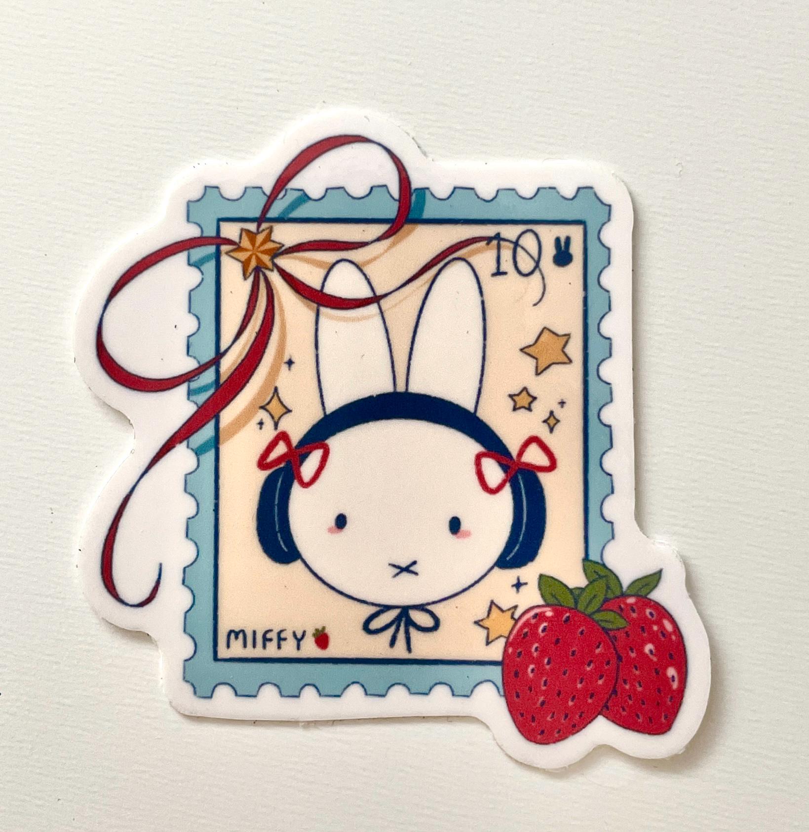 strawberry stamp bunny sticker