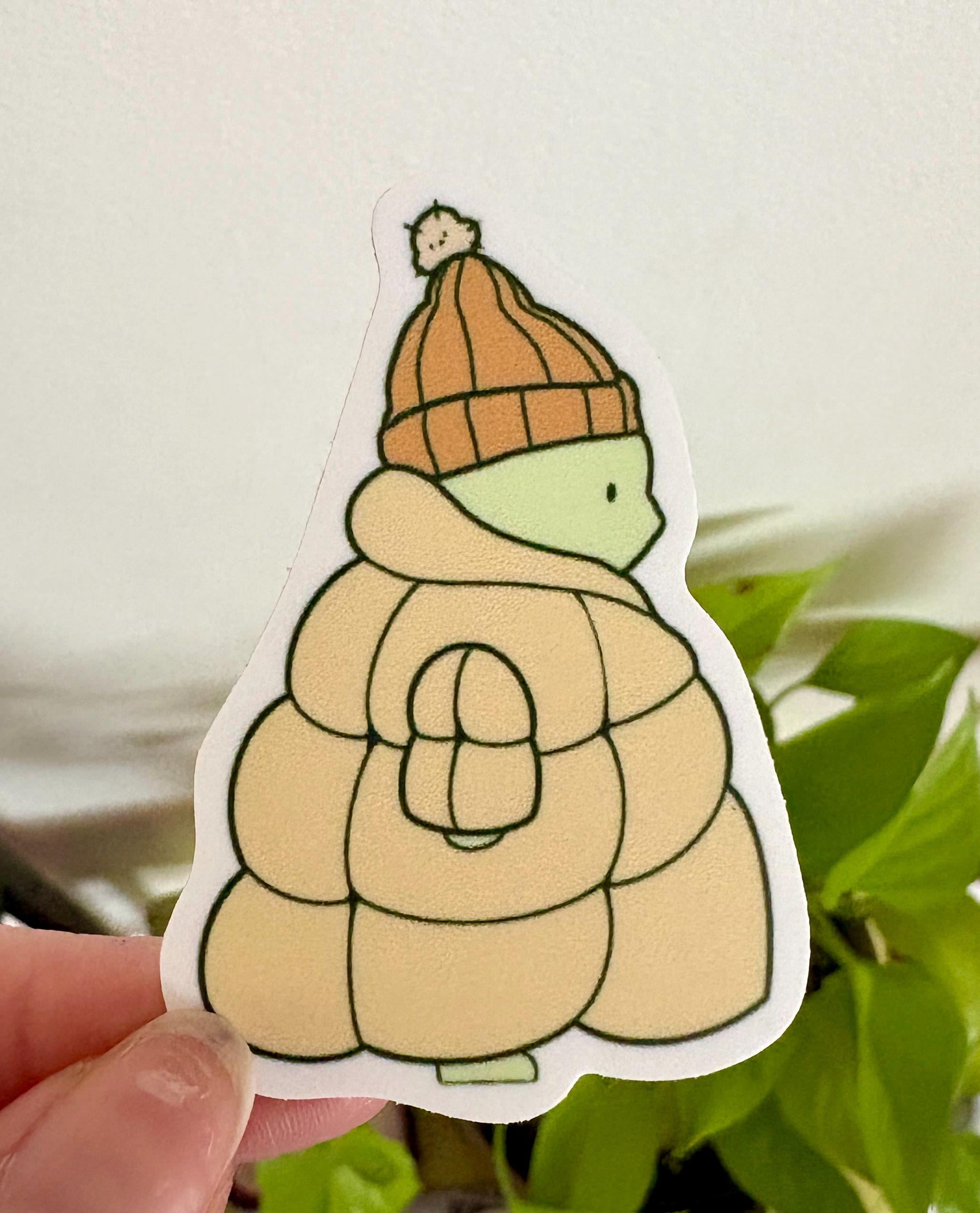 chill guy puffer jacket sticker