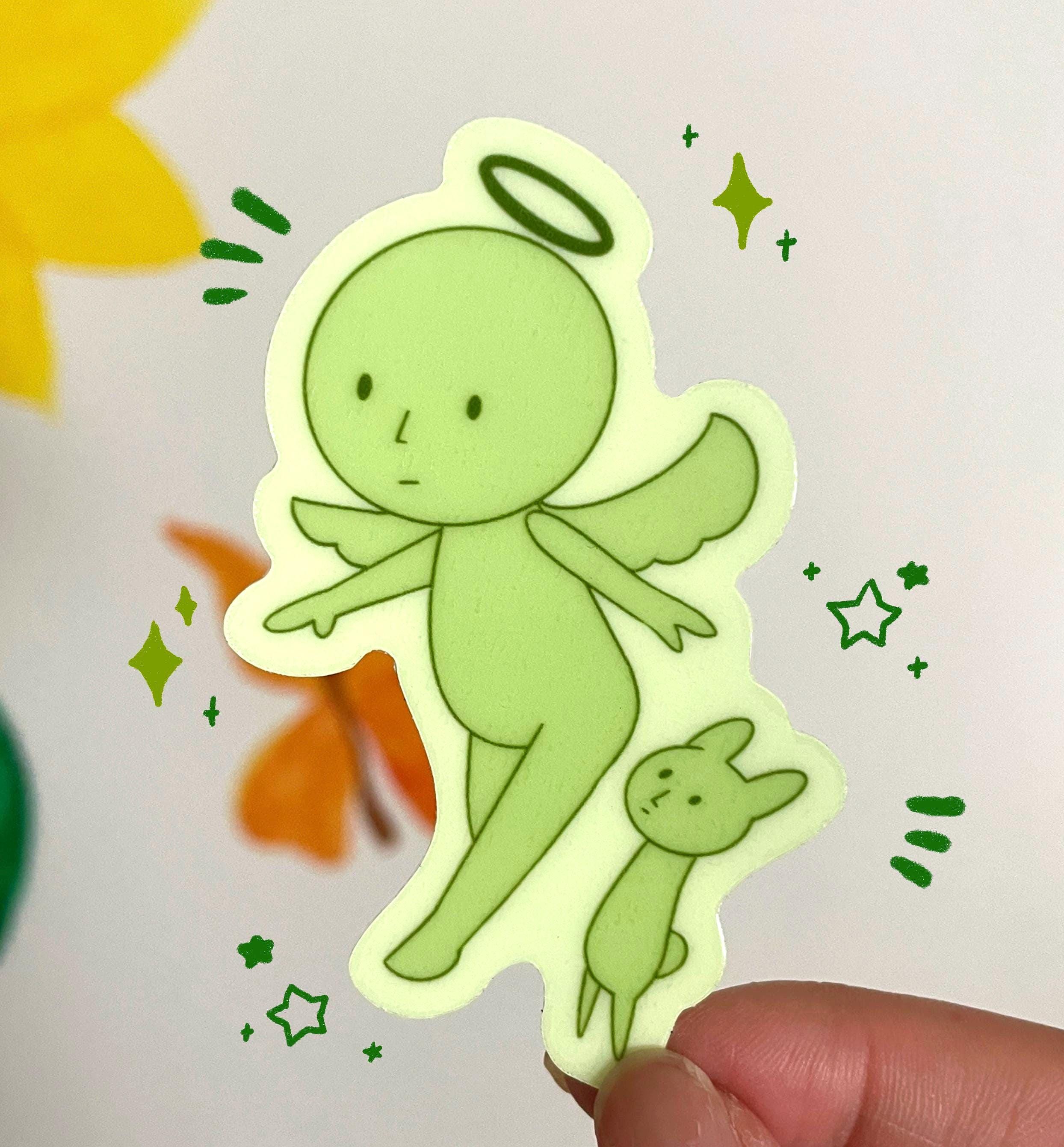 chill guy angel/devil sticker