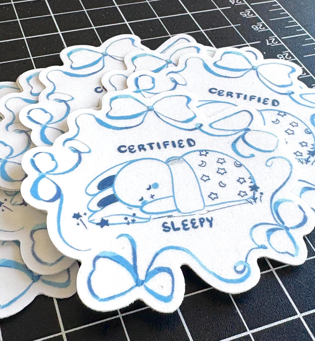 sleepy coquette bunny sticker