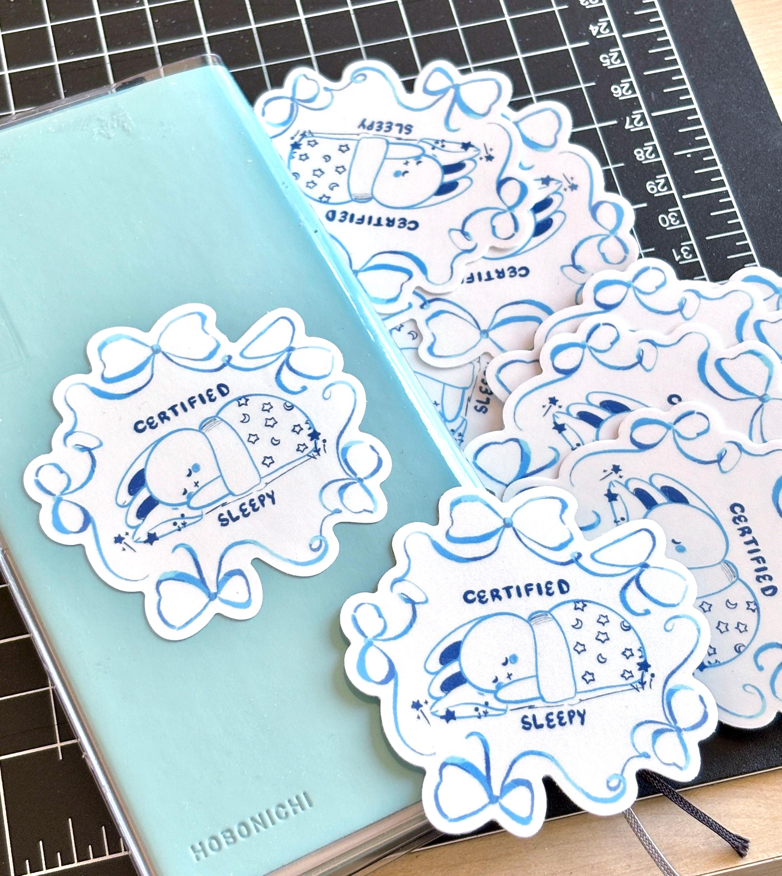 sleepy coquette bunny sticker