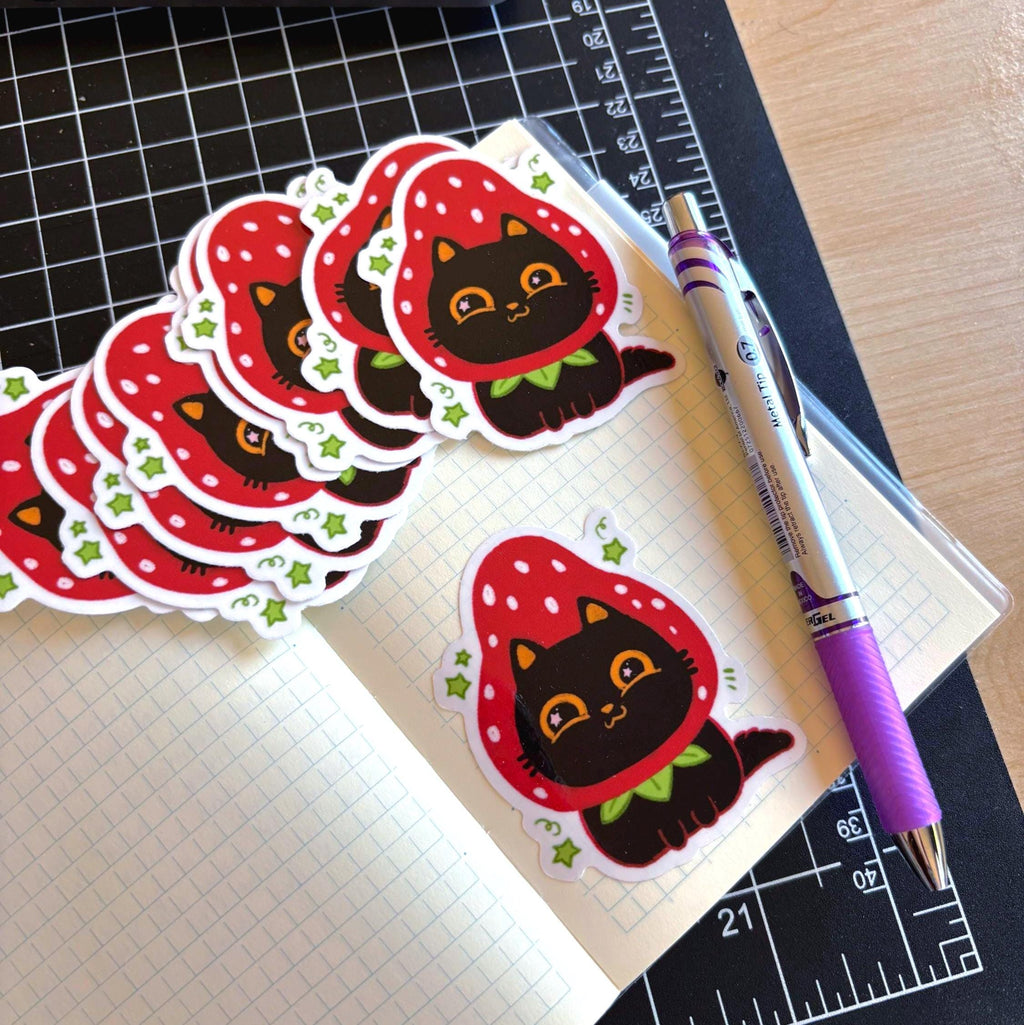 strawberry cat sticker